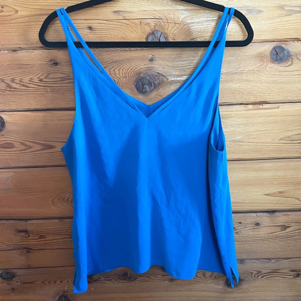 Topshop Womens Spaghetti Strap Camisole Top Size 4 Lined Blue V Neck Normcore